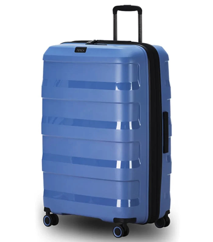 Tosca comet 78 cm large expandable hard-shell suitcase in infinity blue with glide wheels for easy travel