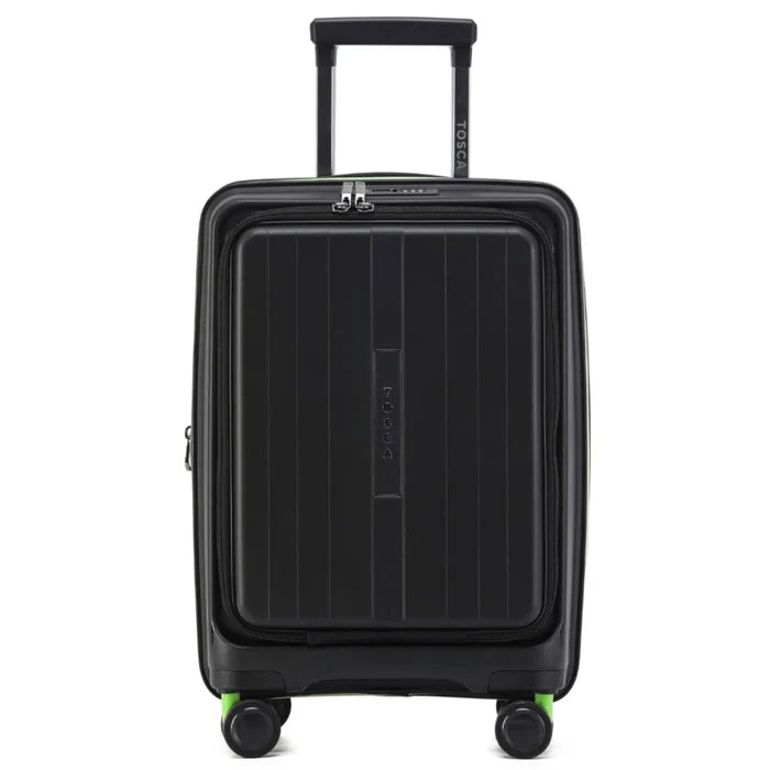 Tosca Cruiser 53 cm Front Opening 4-Wheel Carry-on Suitcase - Black / Lime