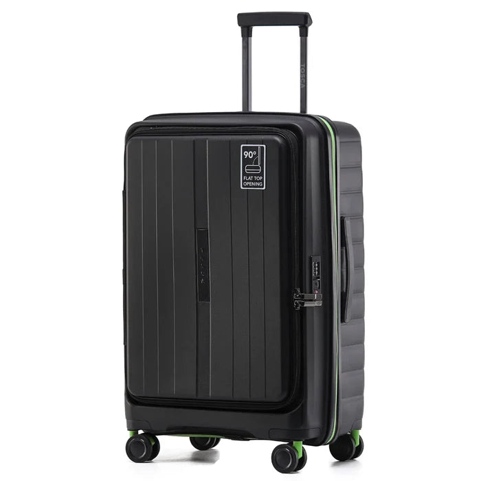 Tosca cruiser black lime hard-shell suitcase with easy grip telescoping handle and 4-wheel smooth spinner design