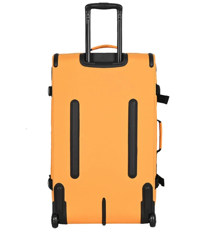 Tosca delta 70 cm upright wheeled duffle bag in orange and black with deluxe pvc material and polyester material base
