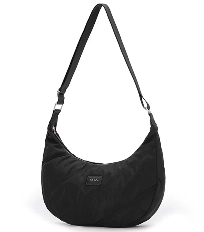 Black tosca harlow hobo bag with sleek curved design and adjustable strap perfect for everyday use