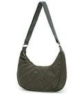 Olive green quilted leather tosca harlow hobo bag with sleek design and adjustable shoulder strap in khaki stitch