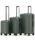 Set of three moss green tosca interstellar 2.0 lightweight polycarbonate suitcases with black wheels and expandable dimensions