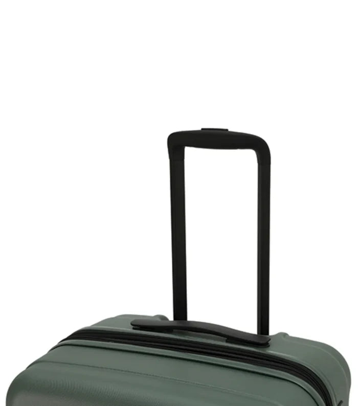 Olive green tosco interstellar 2.0 suitcase set made of lightweight polycarbonate with black telescoping handle and zipper