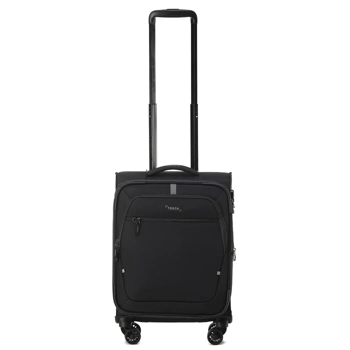 Tosca Luna-Lite 4-Wheel Expandable Suitcase Set of 3 (Small Medium and Large) - Black / Grey