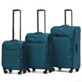 Tosca Luna-Lite 4-Wheel Expandable Suitcase Set of 3 (Small, Medium and Large) - Teal / Lime