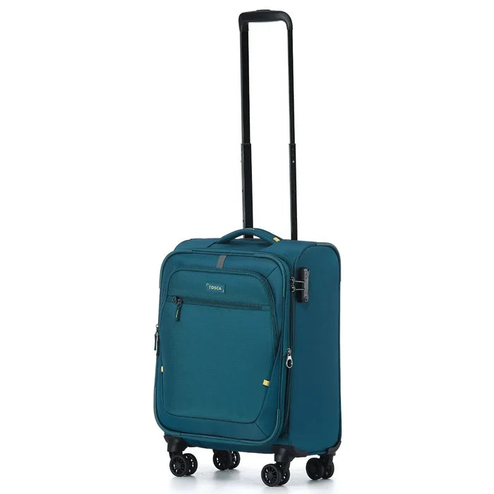 Tosca Luna-Lite 4-Wheel Expandable Suitcase Set of 3 (Small Medium and Large) - Teal / Lime