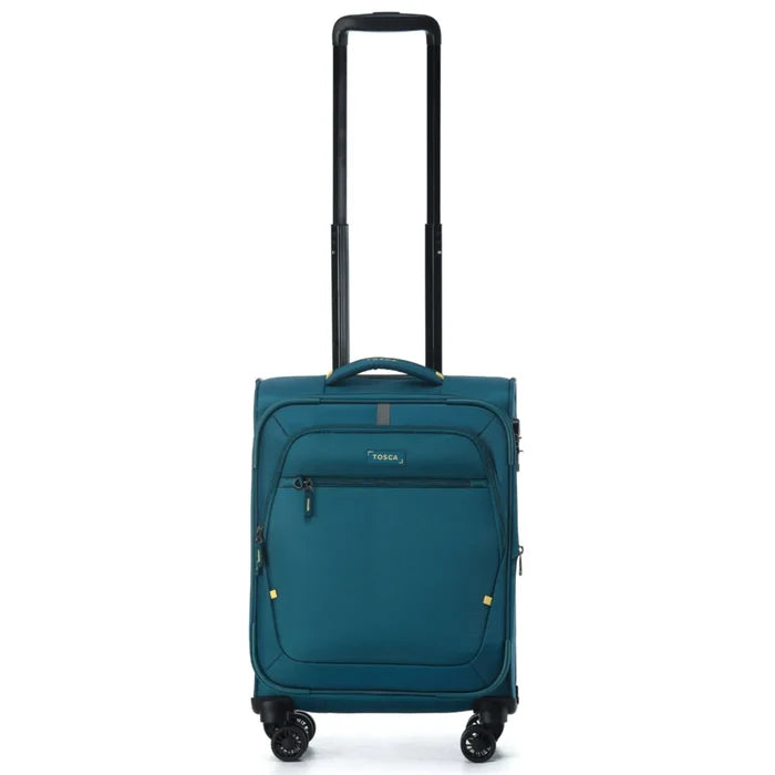 Tosca Luna-Lite 4-Wheel Expandable Suitcase Set of 3 (Small Medium and Large) - Teal / Lime