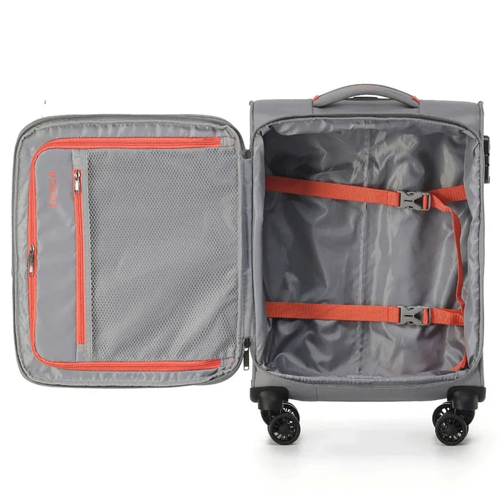Tosca Luna-Lite 52 cm 4-Wheel Expandable Carry-on Suitcase - Grey / Orange