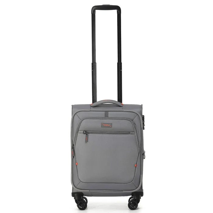 Tosca Luna-Lite 52 cm 4-Wheel Expandable Carry-on Suitcase - Grey / Orange