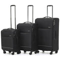 Tosca SO LITE  4-Wheel Expandable Suitcase Set of 3 - Black (Carry-on, Medium and Large)