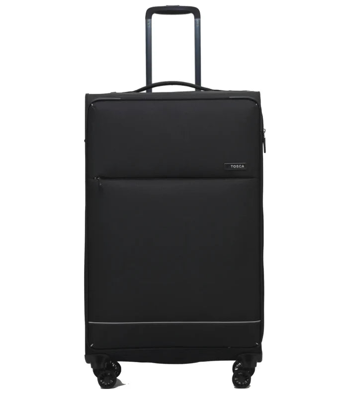Black tosca so lite 4-wheel suitcase with sleek design and internal telescopic trolley for easy maneuvering