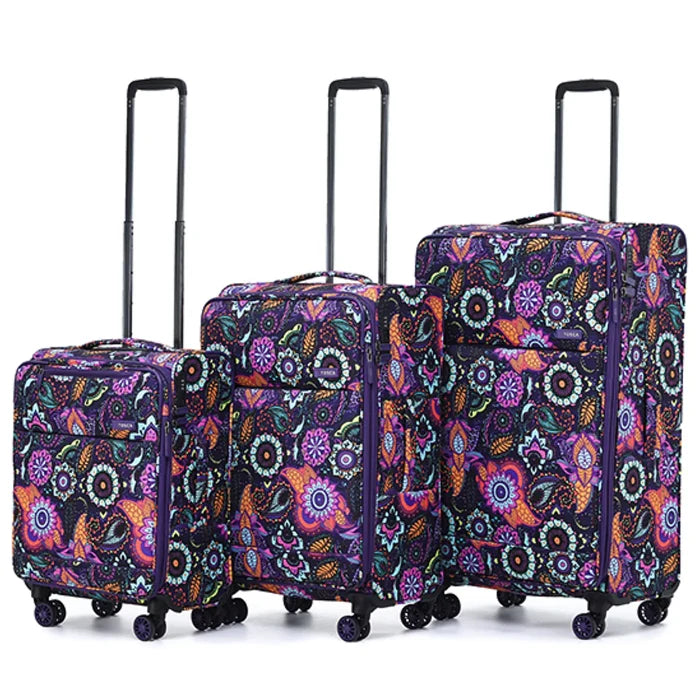 Tosca SO LITE 4-Wheel Expandable Suitcase Set of 3 - Paisley (Carry-on, Medium and Large)