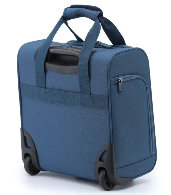 Tosca so lite onboard 2-wheel under seat bag blue fabric seat carry with padded laptop compartment and black handles