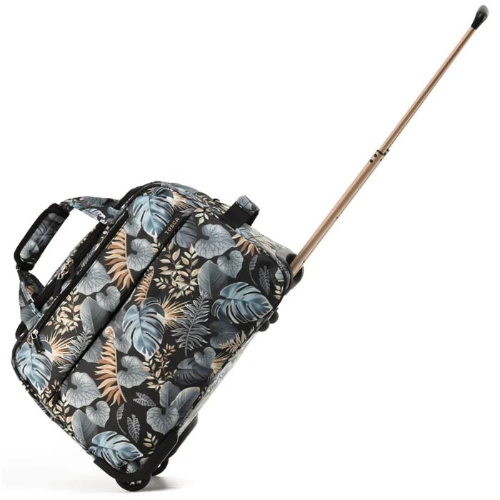 Tosca so lite onboard wheel bag with teal gray beige tropical leaf pattern perfect for quick trips
