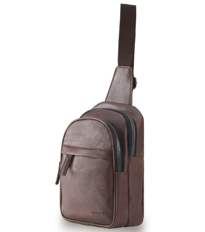 Tosca Vegan Leather Slinger Bag - Chocolate