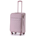 A soft lavender tosca willow 66 cm quilted fabric suitcase with four spinner wheels and extra packing space