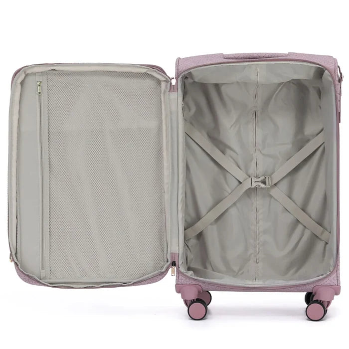 Tosca willow misty rose hard-shell suitcase with four wheels and mesh interior for extra packing space