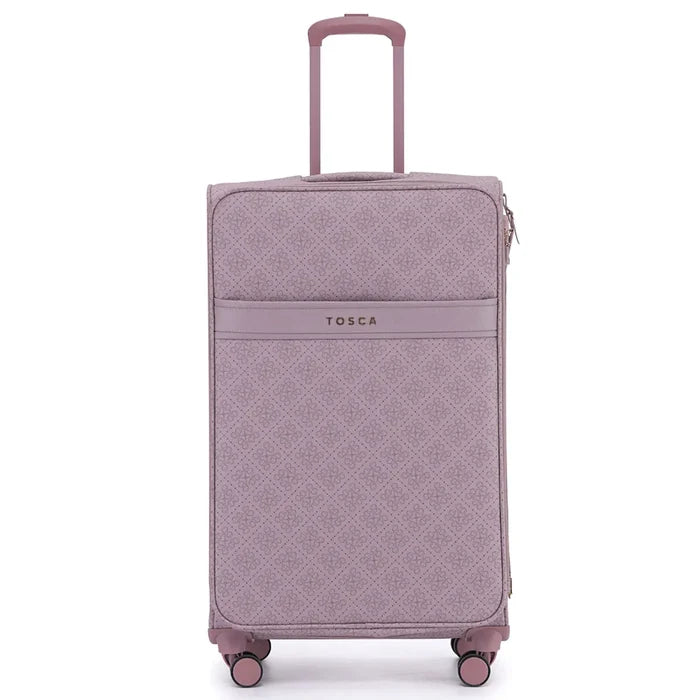 Lavender tosca willow 77 cm 4-wheel expandable suitcase with quilted surface and extra packing space in misty rose