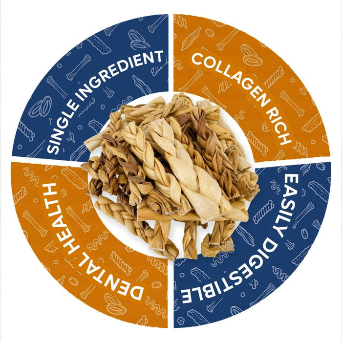 ValueBull Lamb Collagen Braids for Dogs, Varied Sizes & Shapes, 100 Count - Lamb - 100 Braids