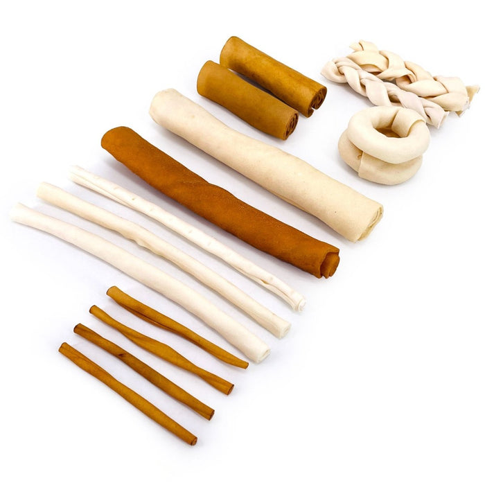ValueBull USA Beef Rawhide, Varied Mix of Fun Shapes for Dogs, 1 Pound - Varied- 1 Pound
