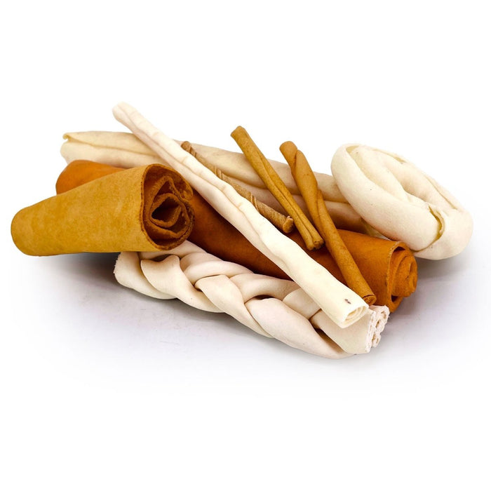 ValueBull USA Beef Rawhide, Varied Mix of Fun Shapes for Dogs, 1 Pound - Varied- 1 Pound