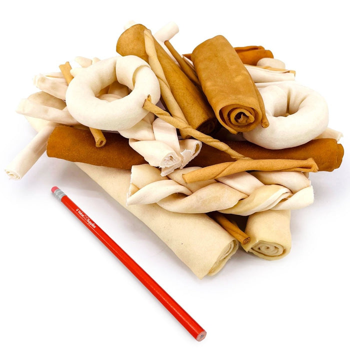 ValueBull USA Beef Rawhide, Varied Mix of Fun Shapes for Dogs, 5 Pound Bulk Pack