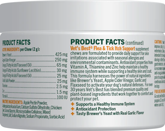 Vet's Best Flea & Tick Itch Support Soft Chews for Dogs