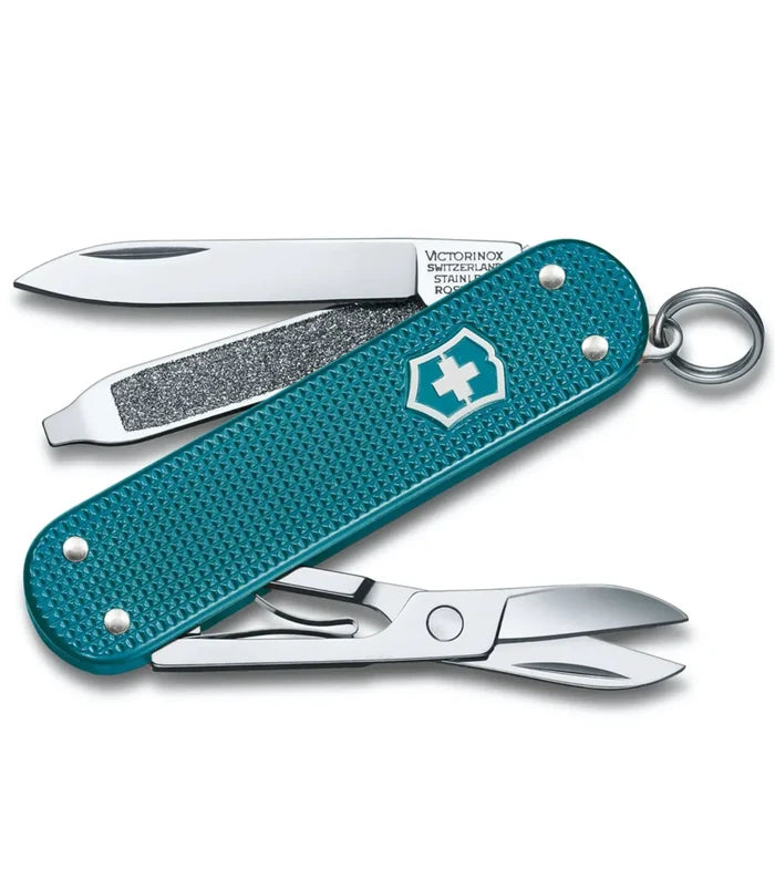 Swiss made pocket knife with 5 functions and high-grade Alox scales