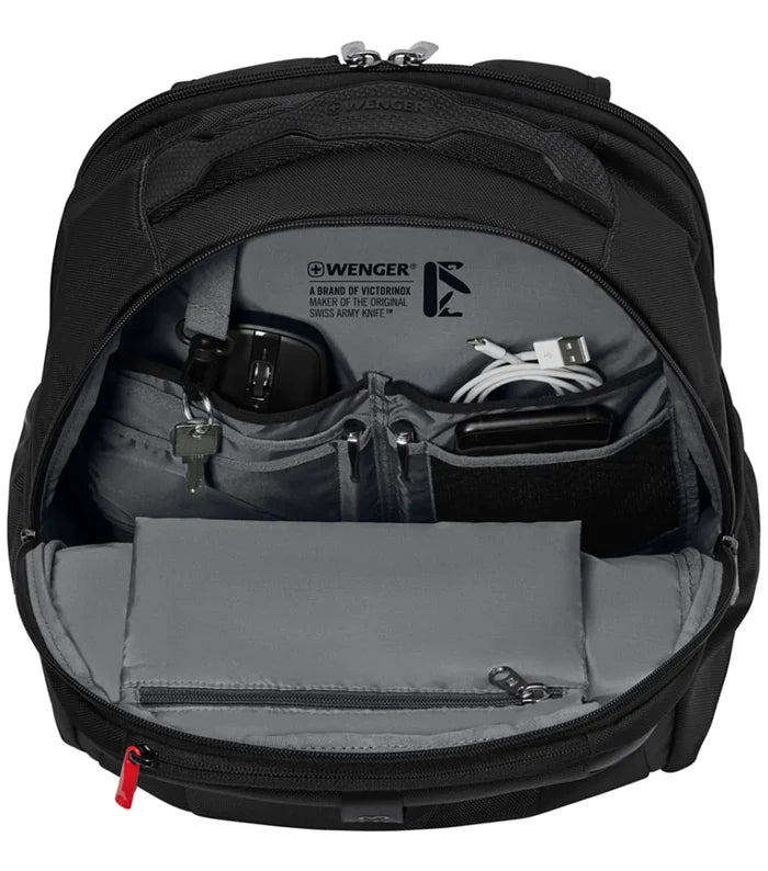 Essentials organizer keeps power cords, chargers and business cards neat and accessible
