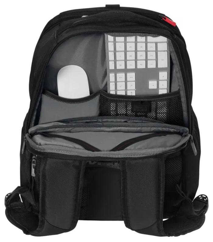 Dedicated keyboard compartment and mouse pocket